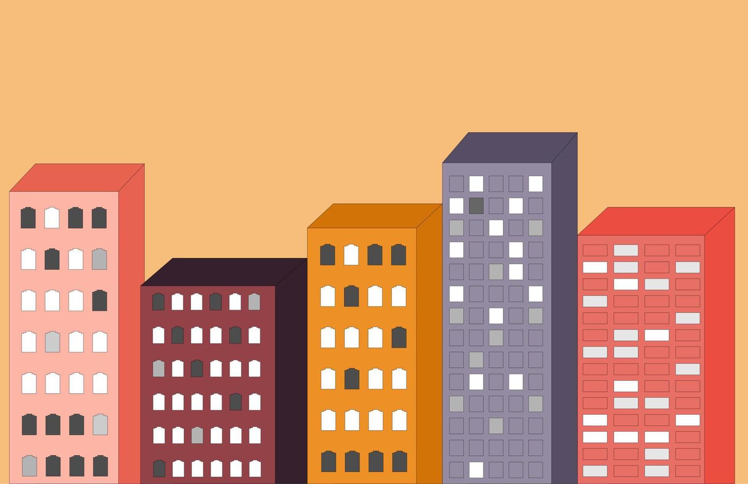 bunter moderner urbaner Cartoon-Gebäudearchitekt, intelligente Stadt, Designvektorillustration am besten für Hintergrund- oder Stadtsimulation vektor