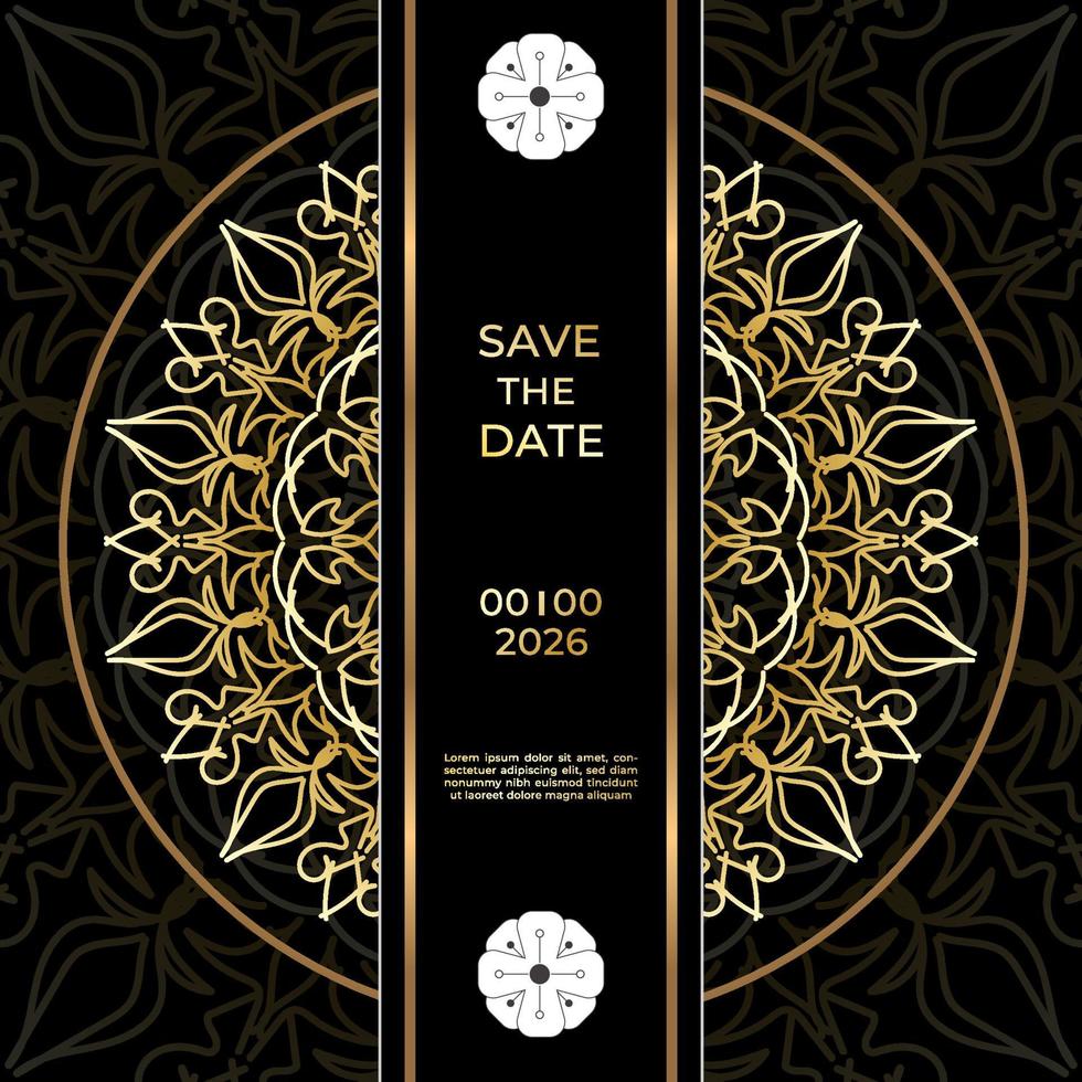 save the date inbjudningskortdesign i hennatatueringsstil. dekorativ mandala för tryck, affisch, omslag, broschyr, flygblad, banderoll. vektor