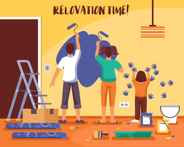 Renoveringstid Flat Vector Illustration