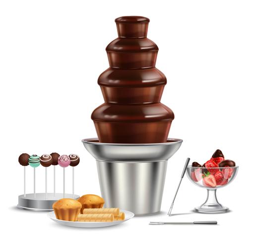 Choklad fontän Realistisk sammansättning vektor