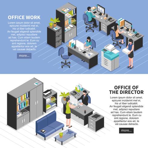 Office Workplace Banners Set vektor