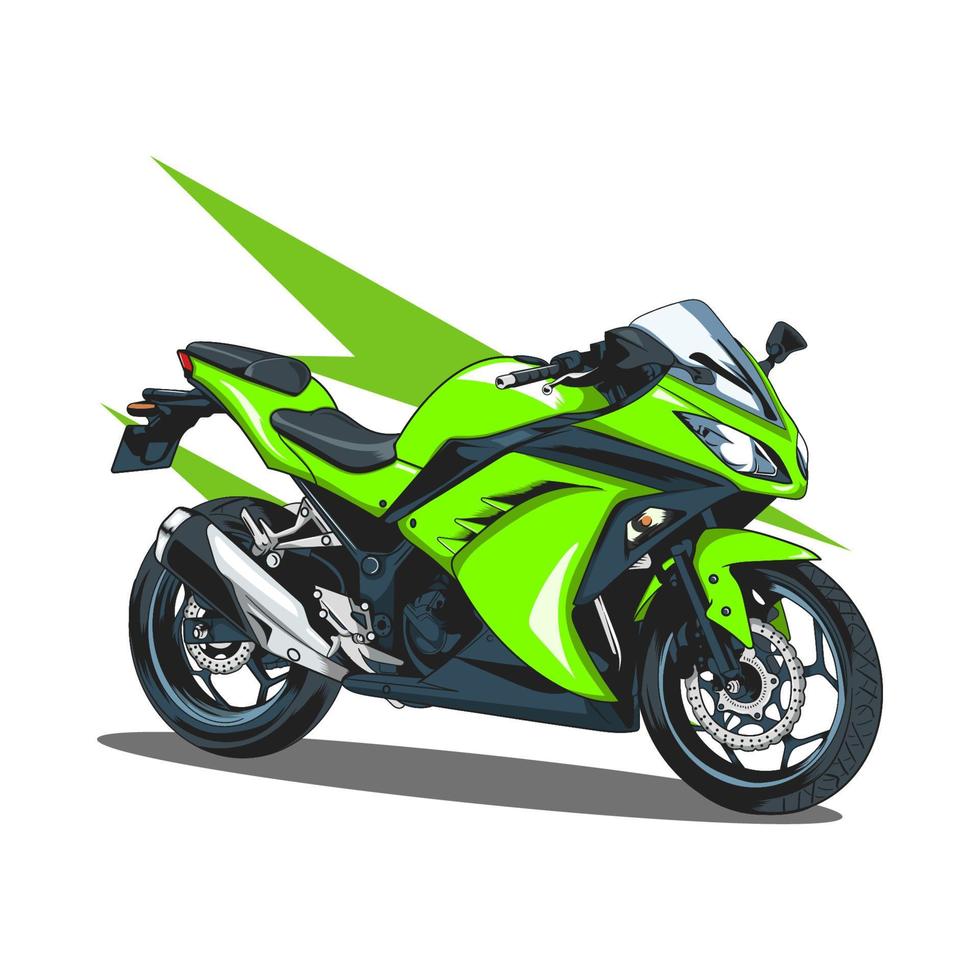 en grön sportmotorcykel som kan gå fort och som är omtyckt av ungdomar vektor