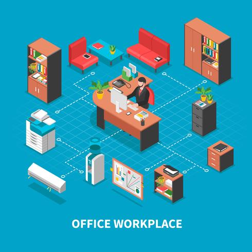 Büroarbeitsplatz-Hintergrund-Konzept vektor