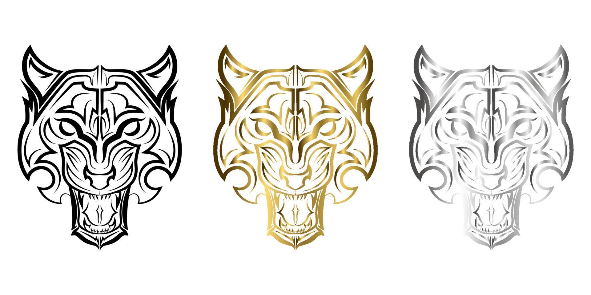 linjekonst av tigerhuvud. bra användning för symbol, maskot, ikon, avatar, tatuering, t-shirtdesign, logotyp eller vilken design du vill. vektor