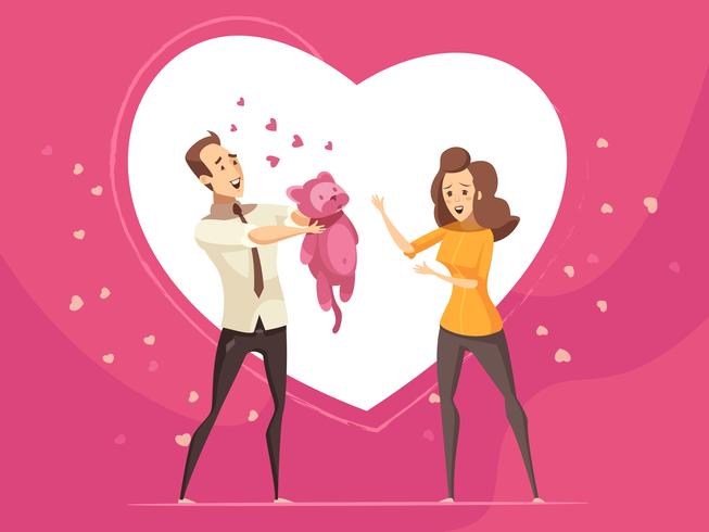 Liebes-Geschenke für Paare Valentine Cartoon Card vektor