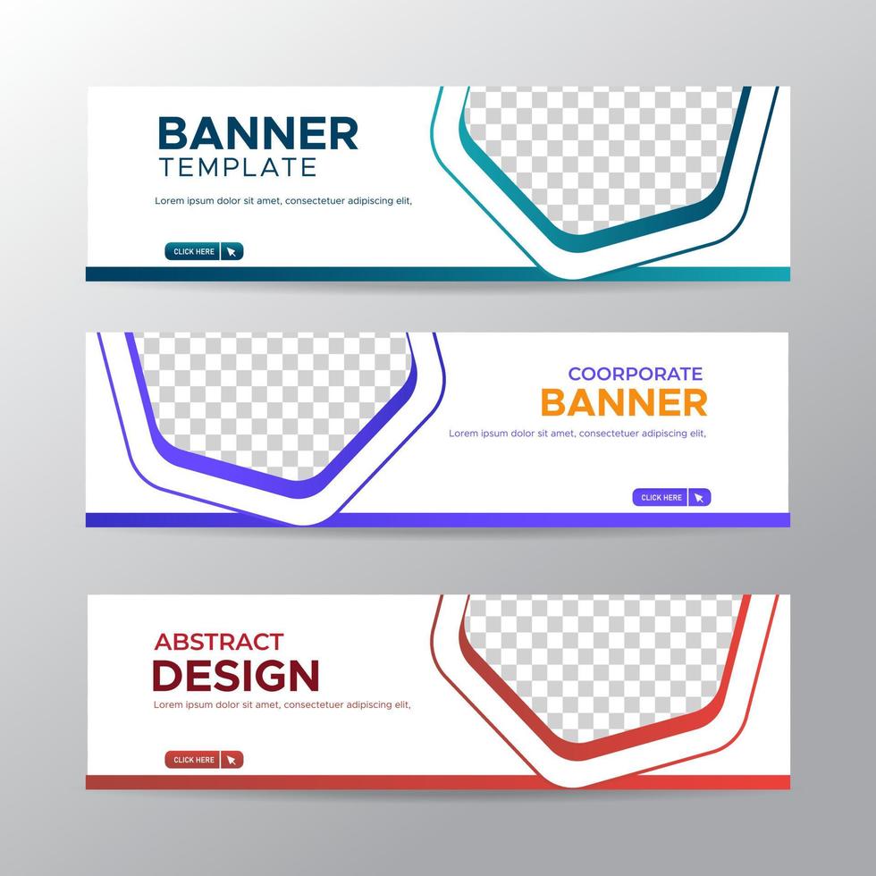 vita banners mall med plats för foto. moderna abstrakta webbbanners annonser. vektor design