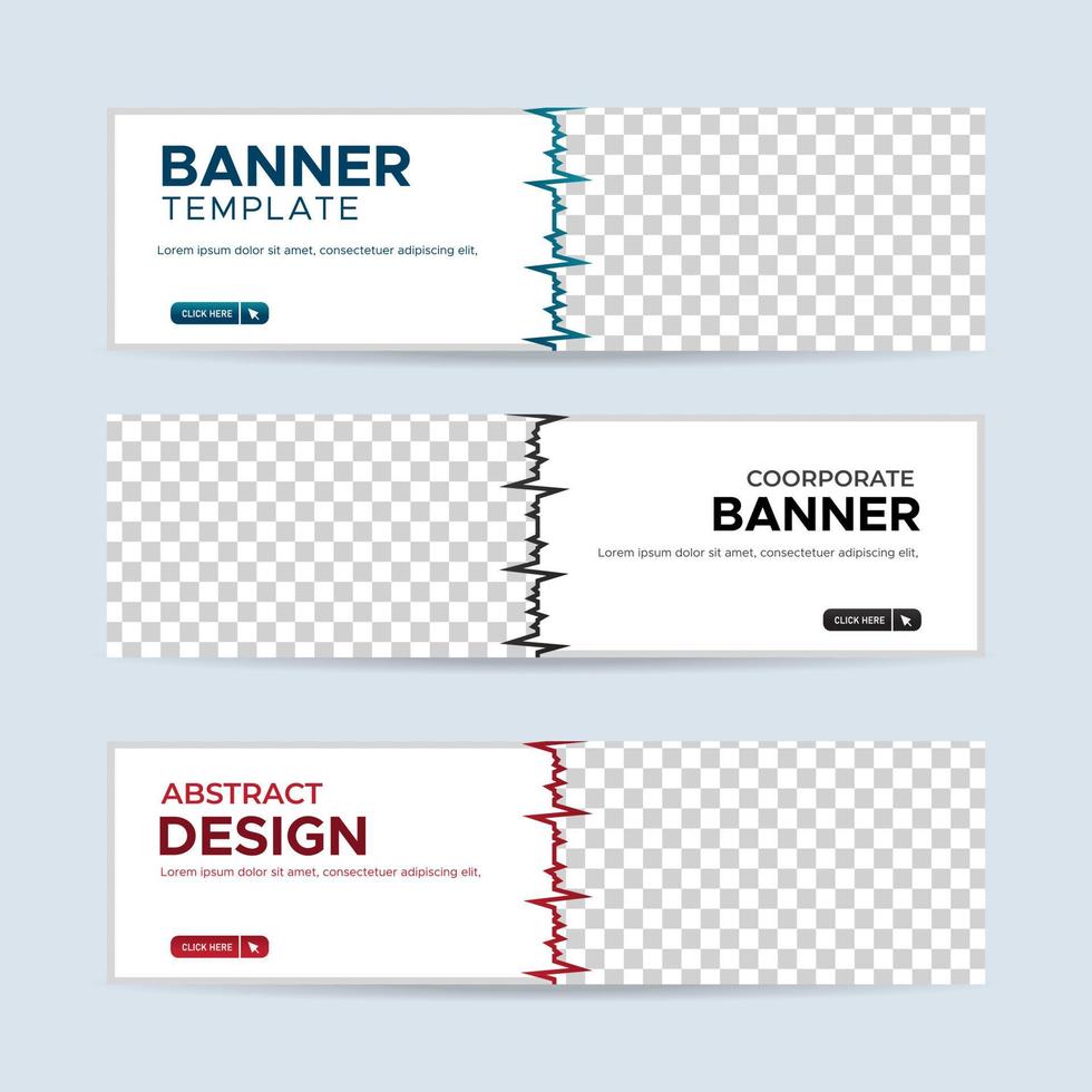 vita banners mall med plats för foto. moderna abstrakta webbbanners annonser. vektor design