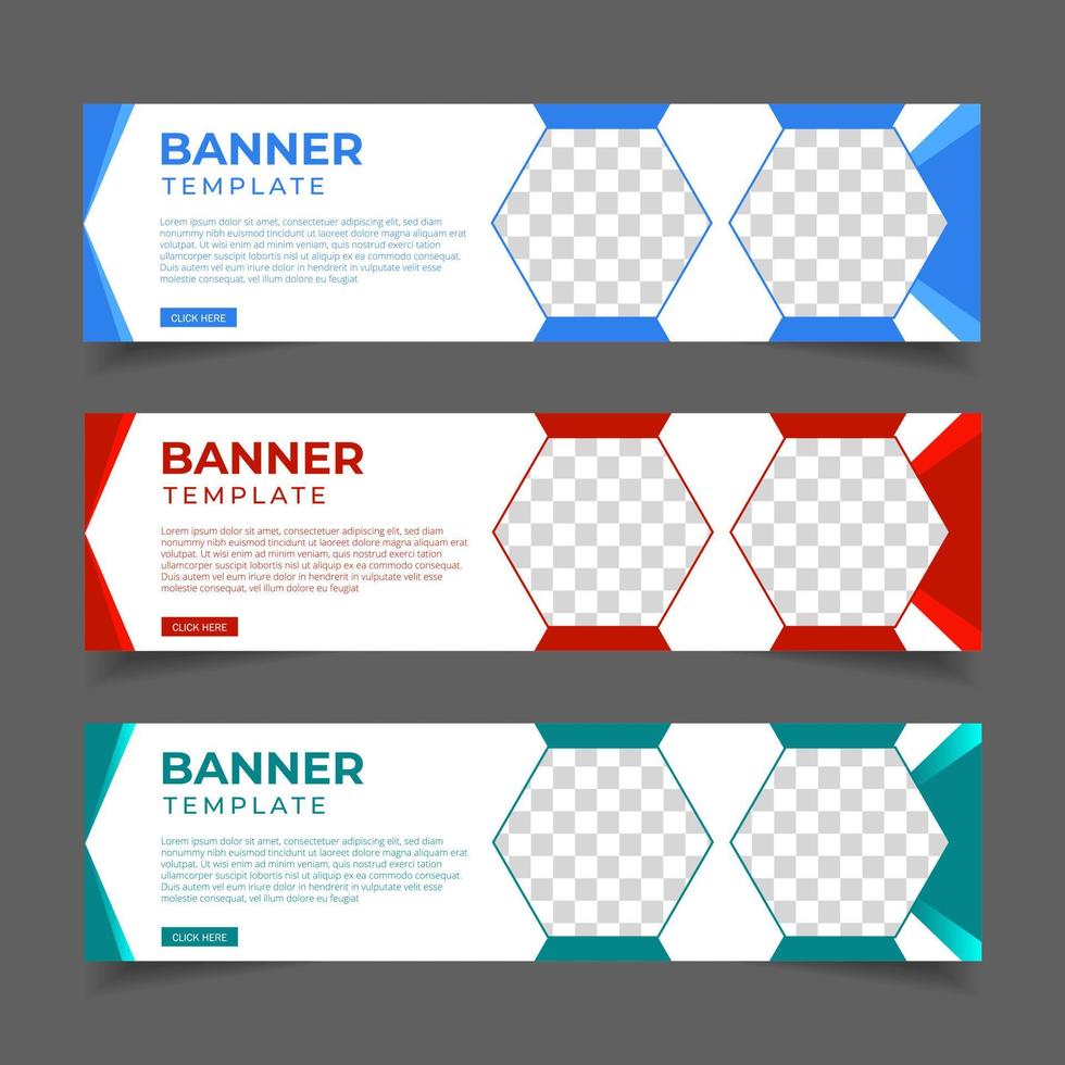 Firmenbanner-Vorlage mit Platz für Foto. moderne abstrakte Web-Banner-Anzeigen. Vektordesign vektor