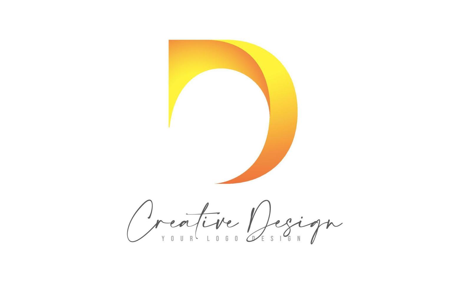 lila d logotyp bokstavsdesignikon. kreativ gul design av d bokstav vektor