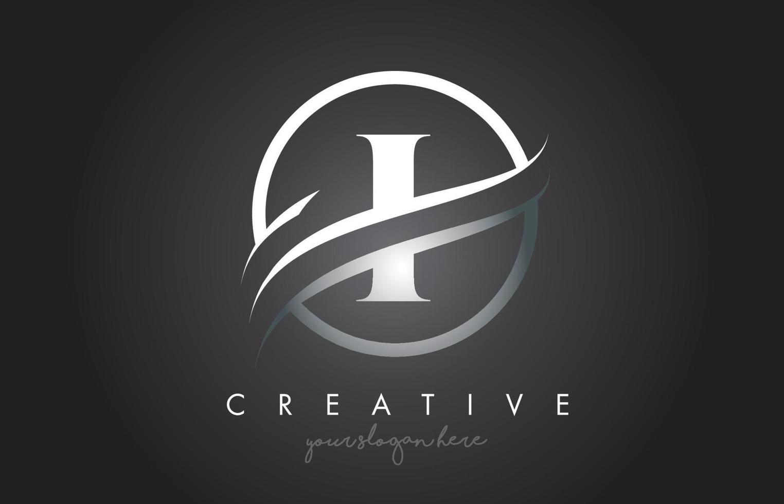 Ich schreibe Logo-Design mit Kreisstahl-Swoosh-Grenze und kreativem Icon-Design. vektor