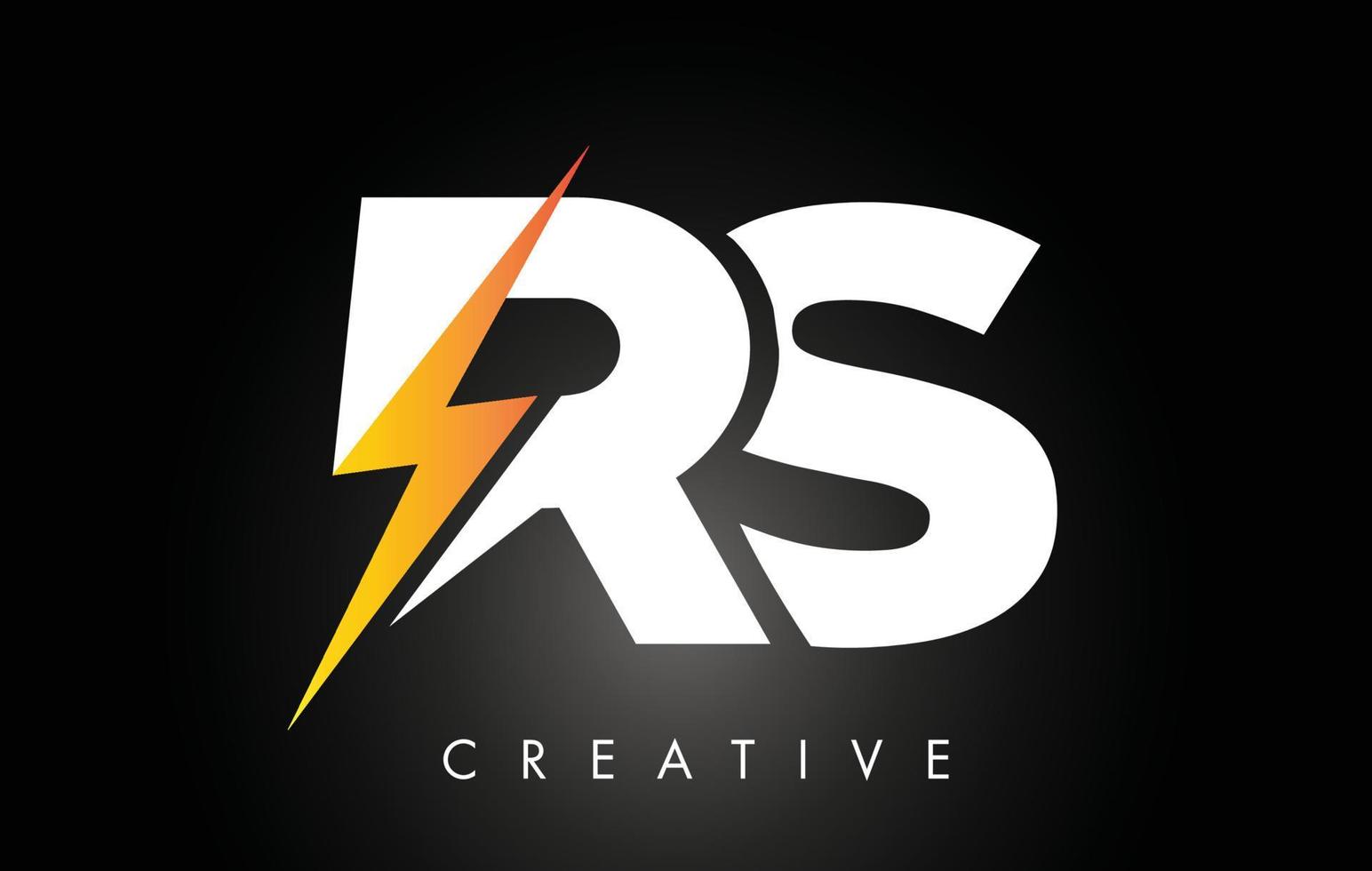 RS-Brief-Logo-Design mit Blitzblitz. elektrisches Bolzen-Buchstaben-Logo vektor