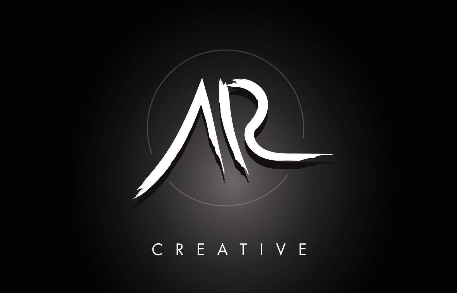 ar ar gebürstetes Buchstaben-Logo-Design mit kreativer Pinselschrift-Textur und sechseckiger Form vektor