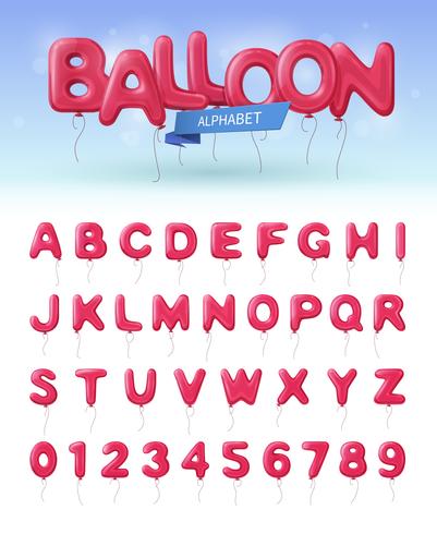 Ballon-Alphabet-realistischer Ikonensatz vektor