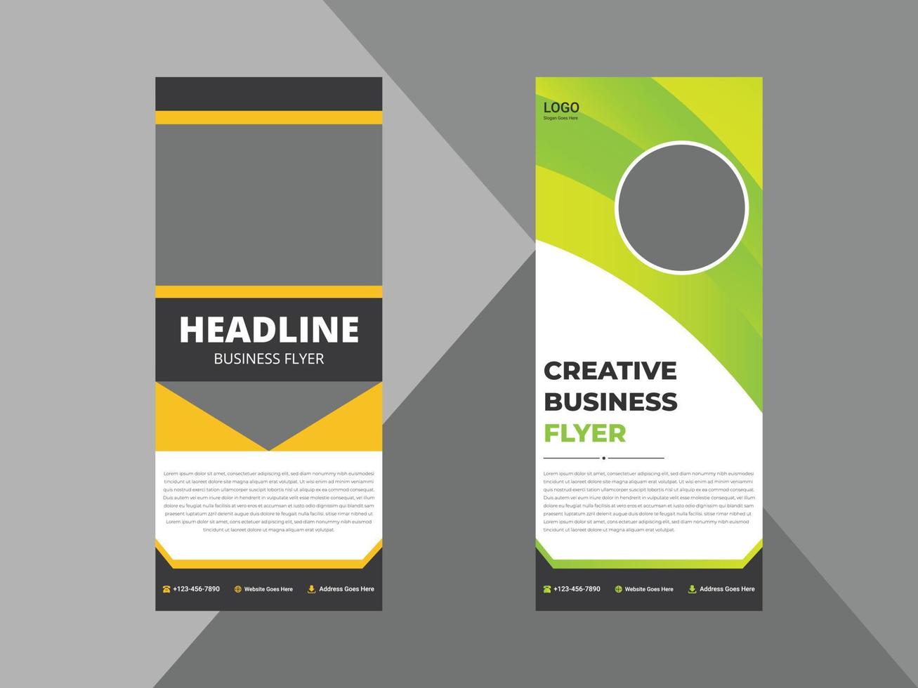 Roll-Up-Banner-Design-Vorlagen. Business Corporate Roll-Up-Banner-Design-Ideen. Ideen für die Gestaltung von Posterbroschüren. Cover, Banner, Poster, druckfertig vektor