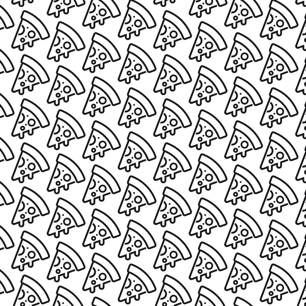 nahtlose Pizza Slice Strichzeichnungen Muster Hintergrund Vektor