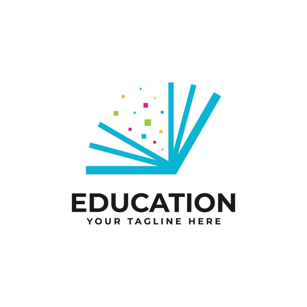 utbildning logotyp design med kombination av laptop och bok vektor