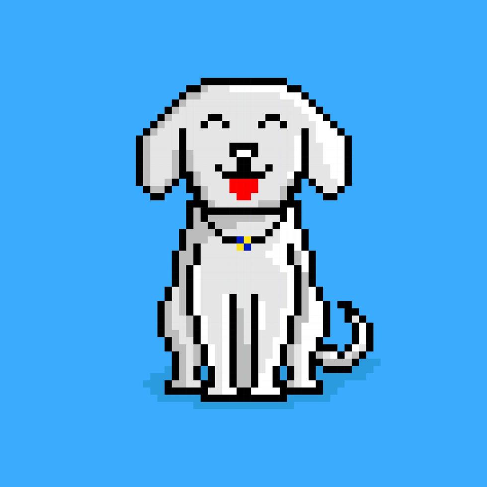 hund karaktär i pixel art stil vektor