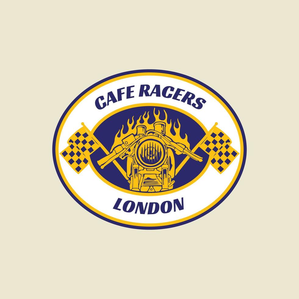 café racers racing motorcykel vintage logotyp badge illustration vektor