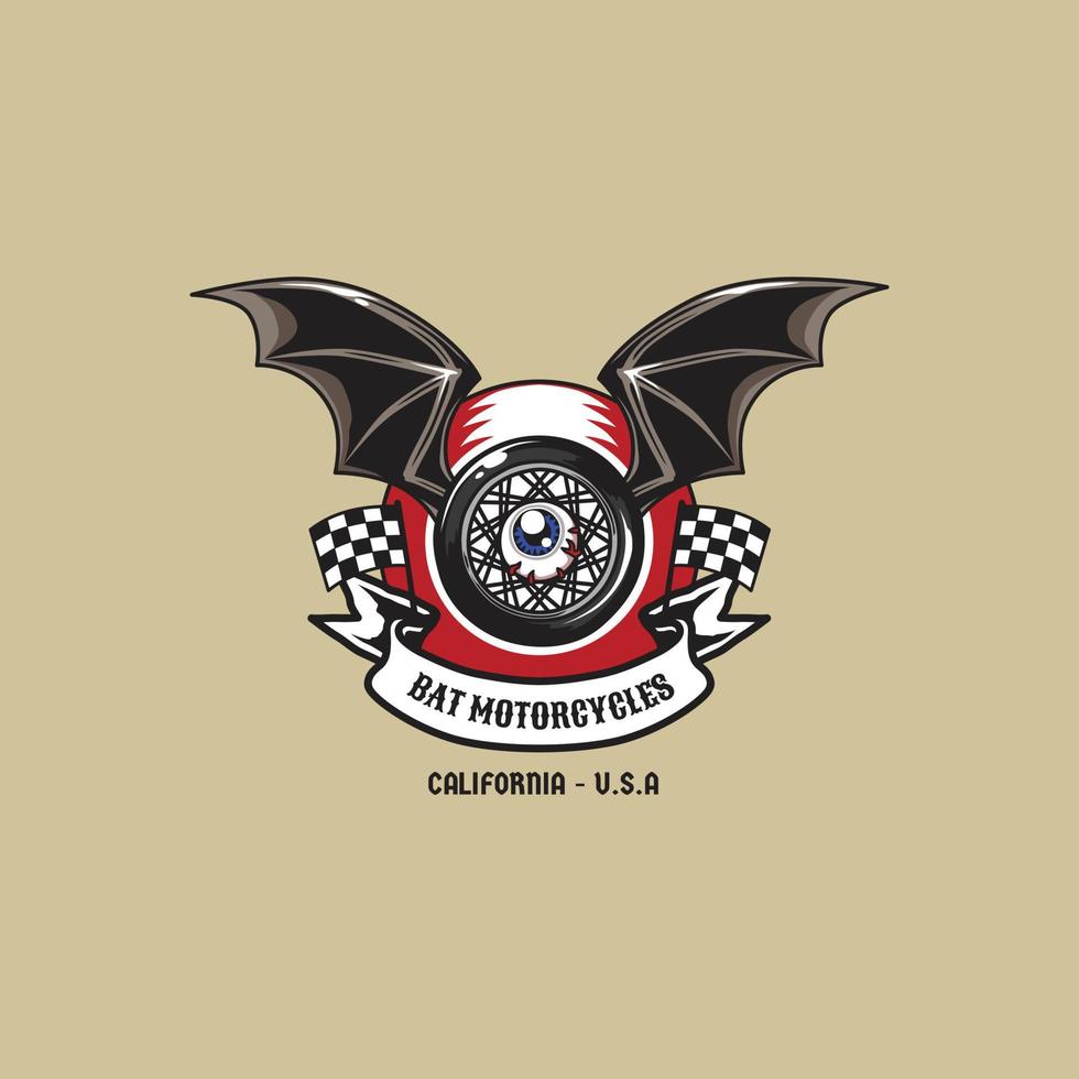 vintage bat motorcykel club logotyp badge illustration vektor