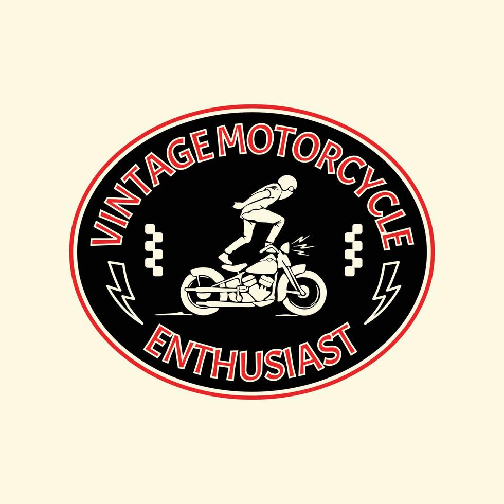 vintage motorcykel garage logotyp badge illustration vektor