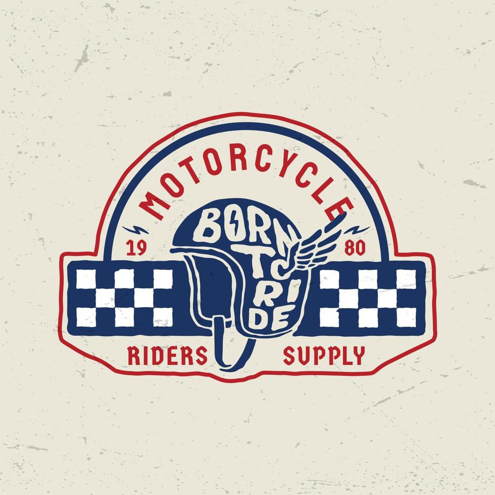 Vintage Helm Motorrad Garage Logo Abzeichen Illustration Vektor