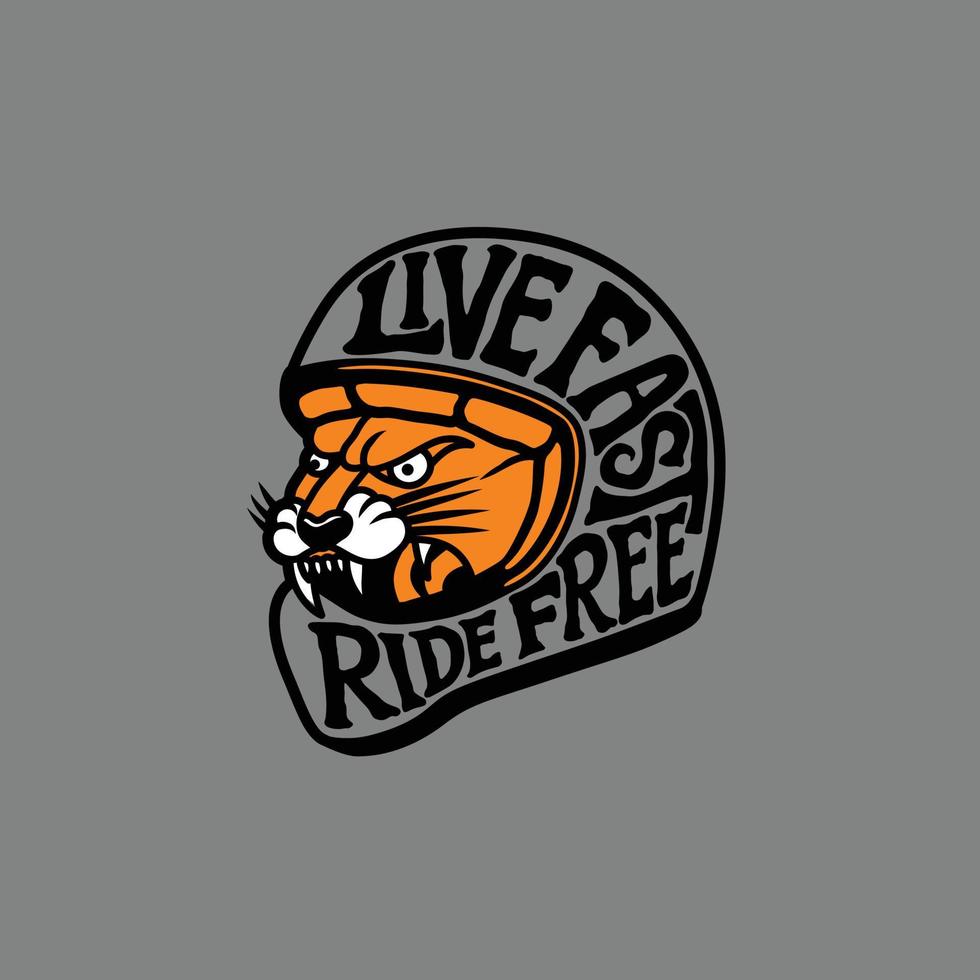 Vintage Tiger Helm Motorräder Garage Logo Abzeichen Illustration Vektor