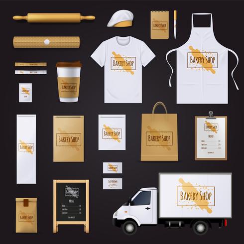 Bageri Corporate Identity Template Design Set vektor