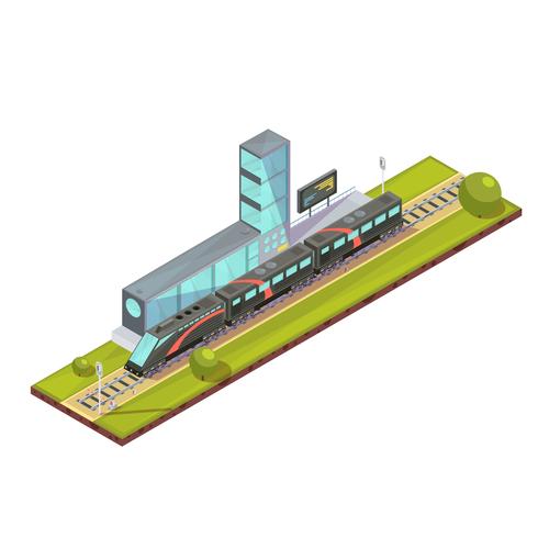 Suburban Tåg Terminal Sammansättning vektor