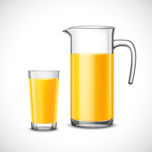 Orangensaft im Glas und im Krug vektor