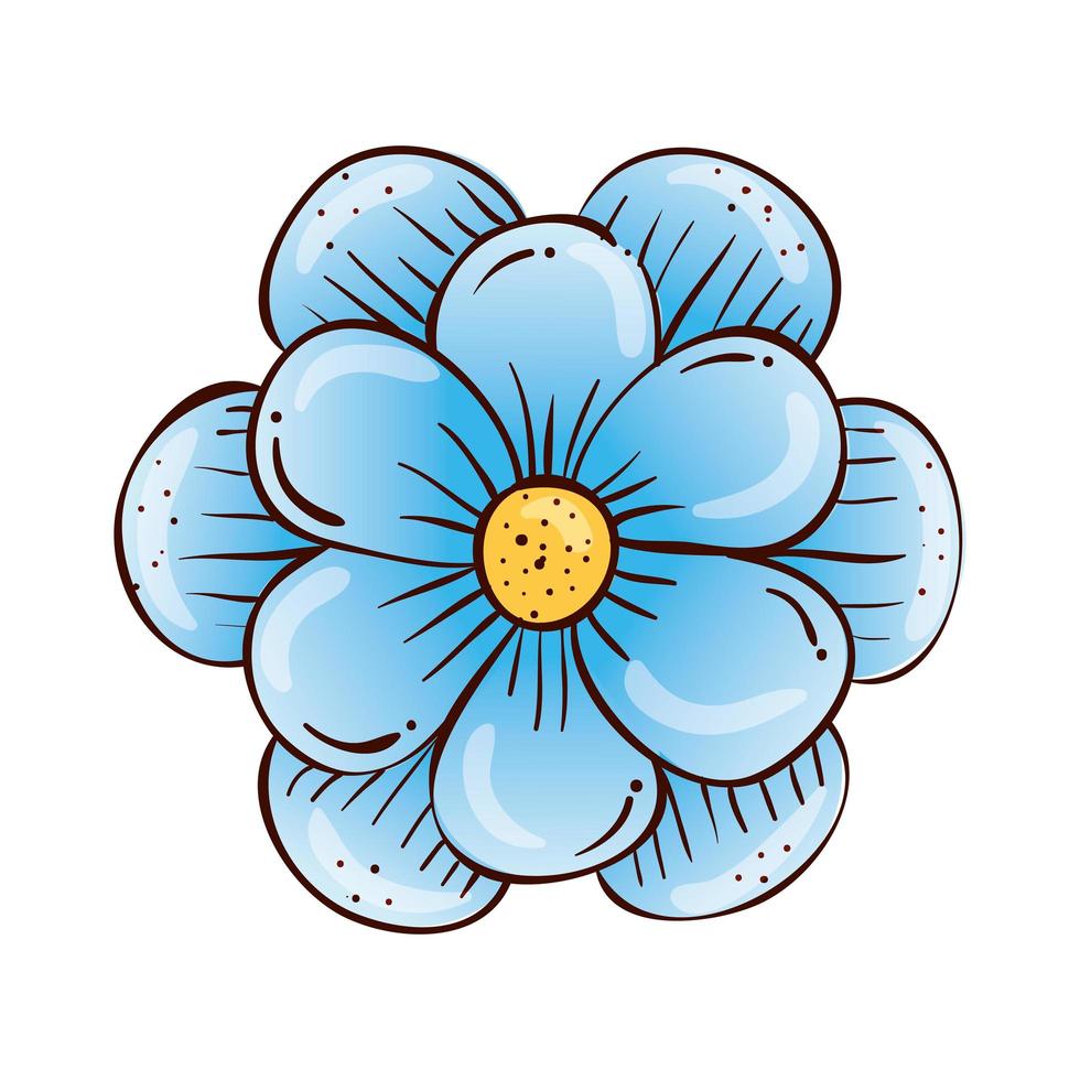 süße Blume blaue Farbe isolierte Symbol vektor