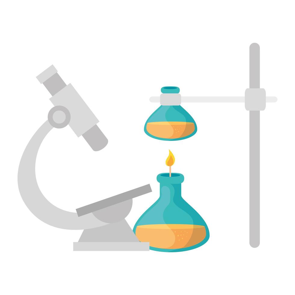 Mikroskop mit Röhrchen Test isoliertes Symbol vektor