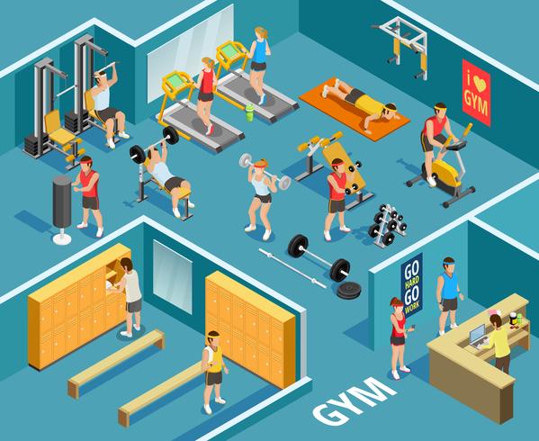 Gym isometrisk mall vektor