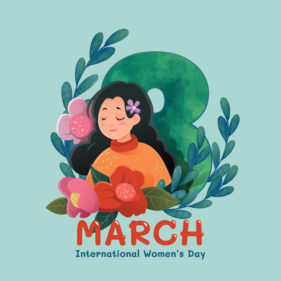 akvarell internationella kvinnodagen den 8 mars vektor