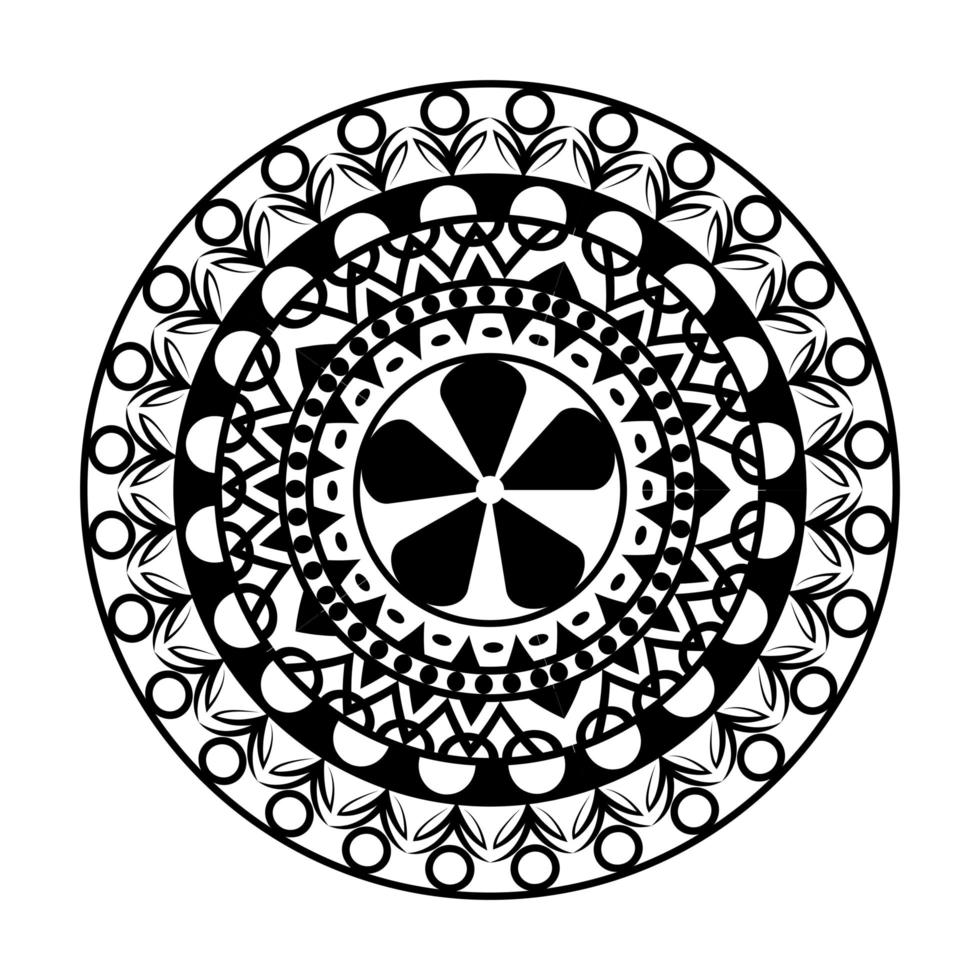 isolierter schwarzer böhmischer Mandala-Vektorentwurf vektor