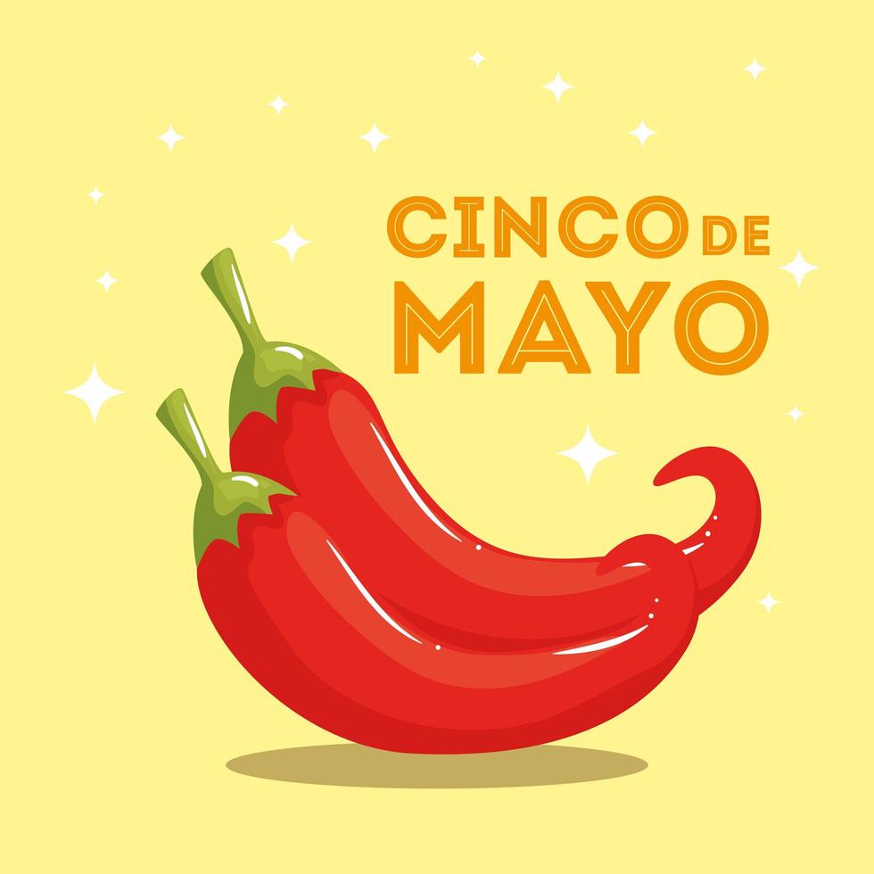 mexikanische Chilis von Cinco de Mayo-Vektordesign vektor