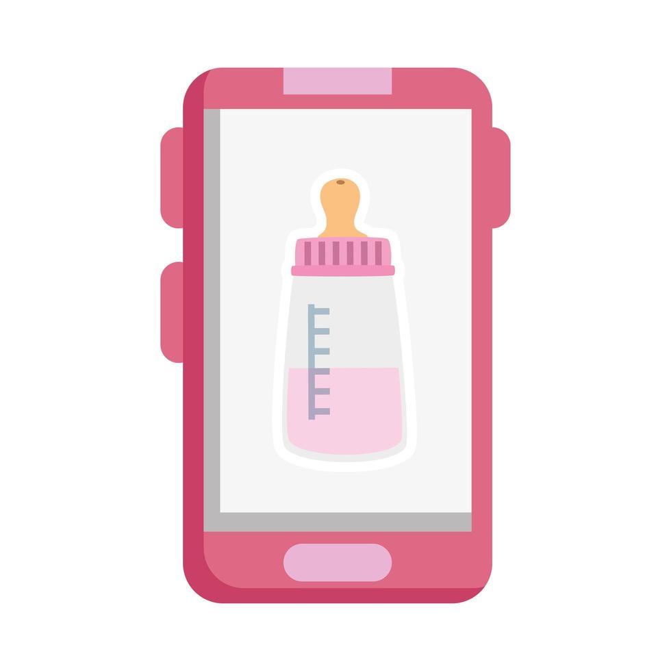 Babyflasche Milch in Smartphone isolierte Symbol vektor