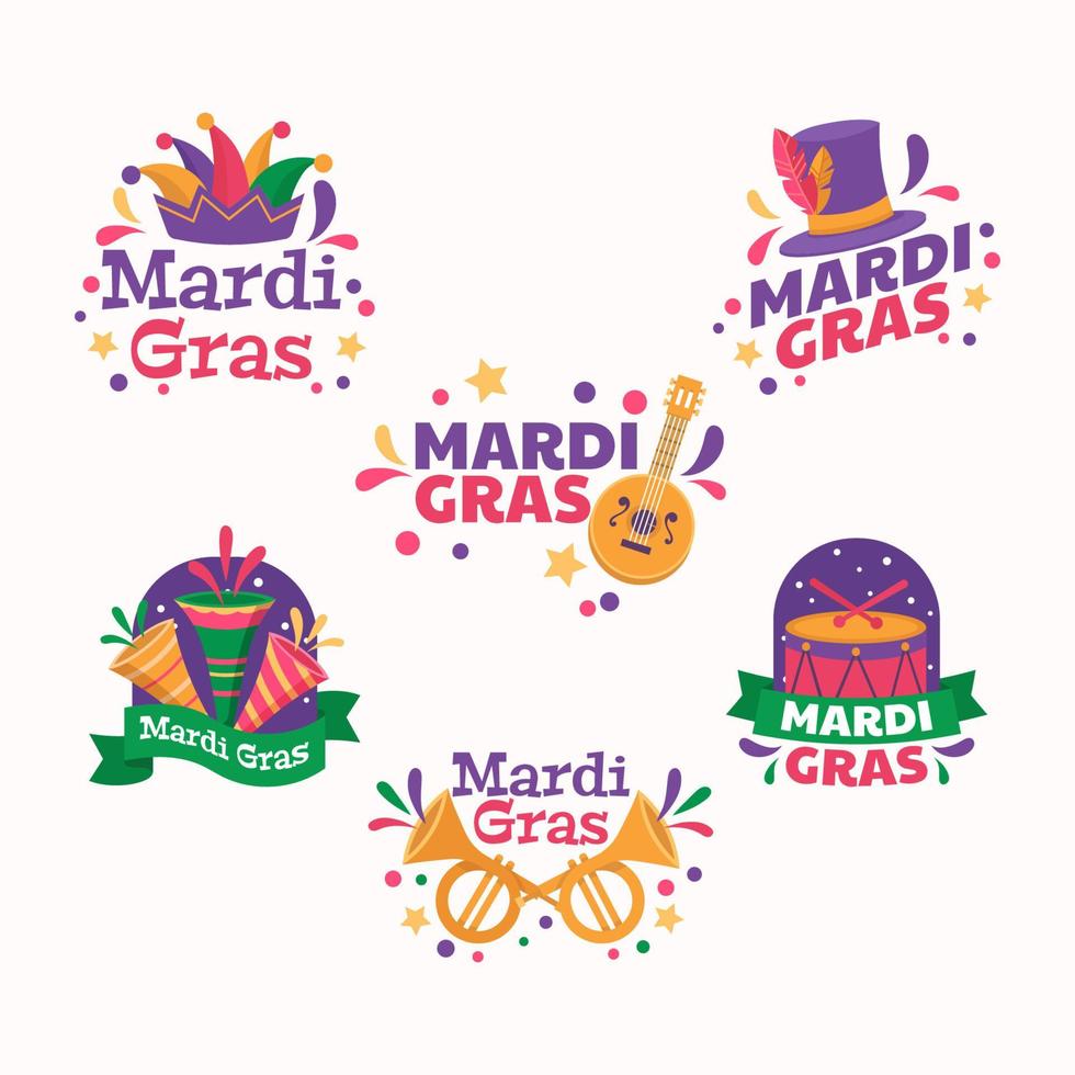 Set von Mardi Gras-Aufklebern vektor