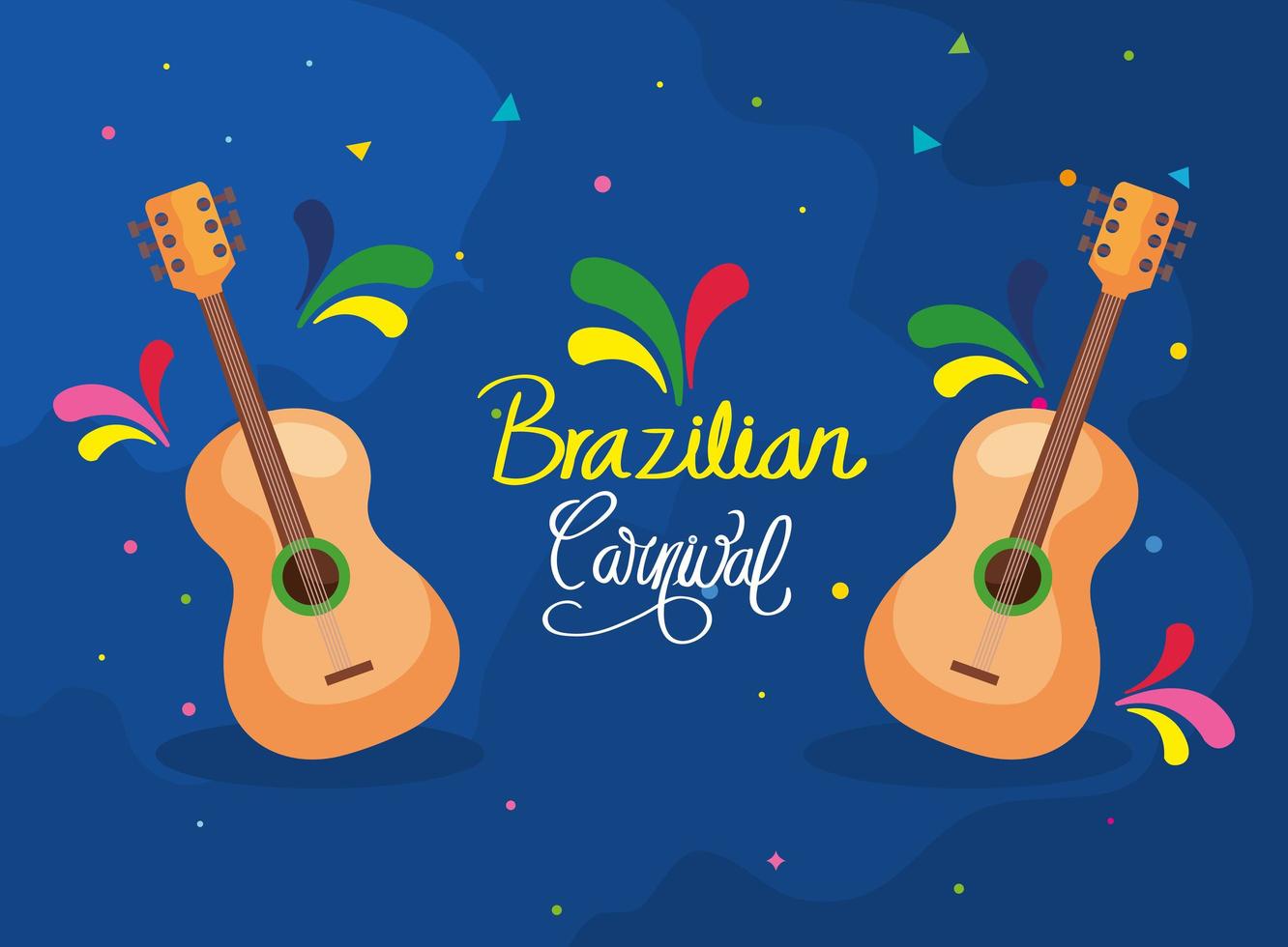 Plakat des brasilianischen Karnevals mit Gitarren und Dekoration vektor