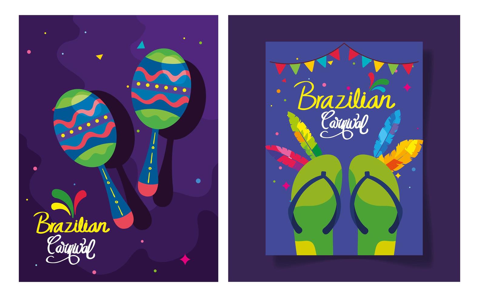 Set von Plakaten Karneval Brasilien mit Dekoration vektor