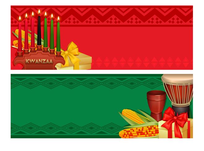 Kwanzaa Holiday Celebration Färgglada Banderoller Set vektor