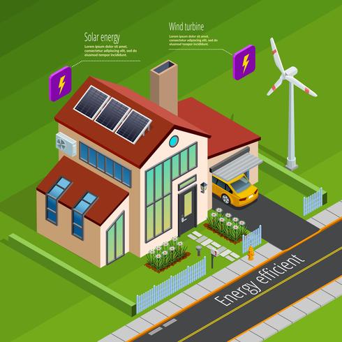 Smart Home Energy Generation Isometric Poster vektor