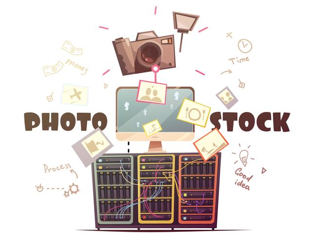 Foto-Microstock-Industrie-Konzept-Retro- Illustration vektor