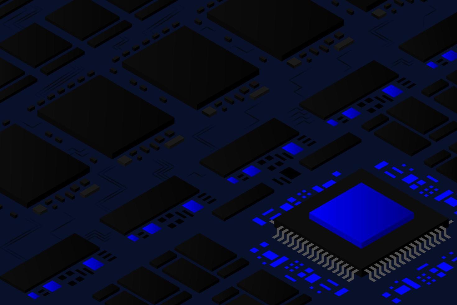 Künstliche Intelligenz Mikrochip-Abbildung. Quanten-Computing. pc mainboard illustration hintergrund vektor