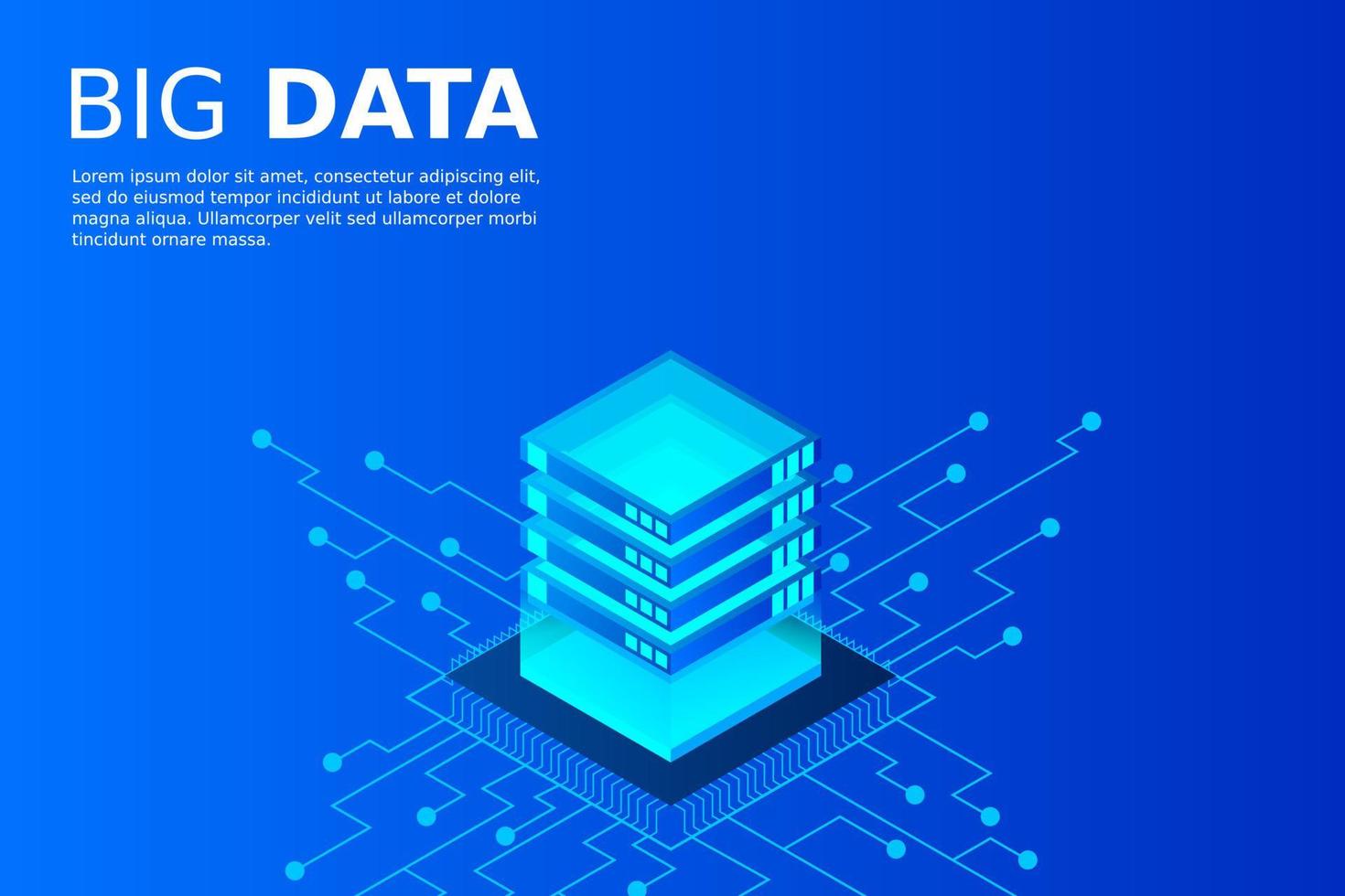 begreppet stor databehandling energistation av framtida serverrum rack datacenter vektor