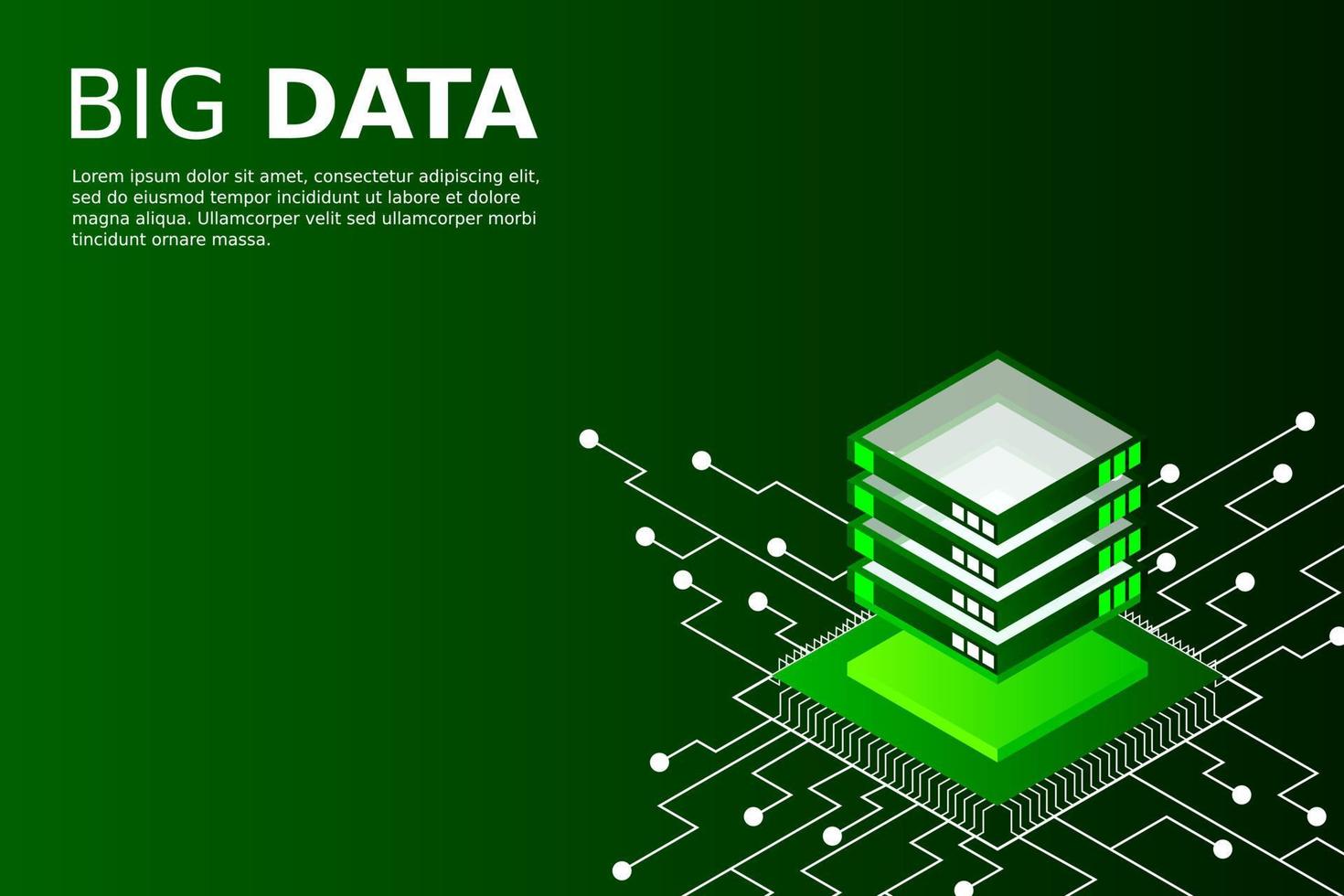 begreppet stor databehandling energistation av framtida serverrum rack datacenter vektor