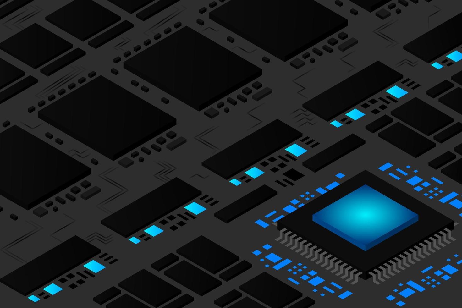 artificiell intelligens mikrochip illustration. kvantberäkning. PC moderkort illustration bakgrund vektor