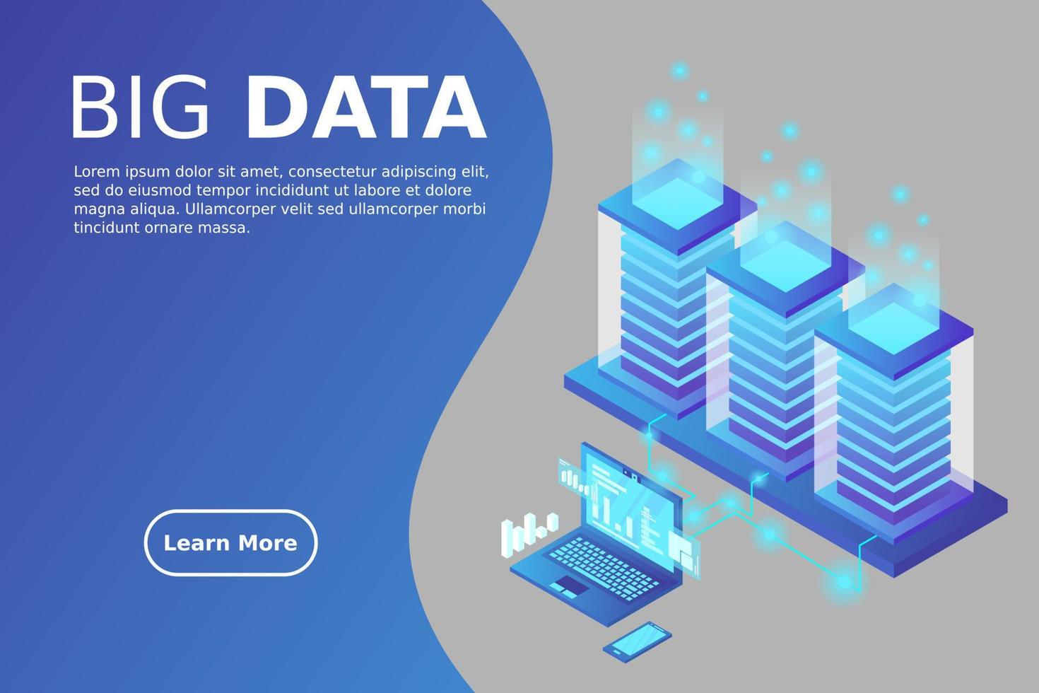 Mainframe, Powered Server, High-Tech-Konzept, Rechenzentrum, Cloud-Datenspeicher vektor