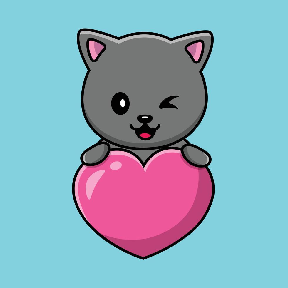 süße Katze Liebe Cartoon-Vektor-Symbol-Illustration. vektor