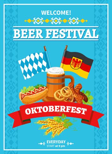 Oktoberfest Festival Welcome Flat Poster vektor