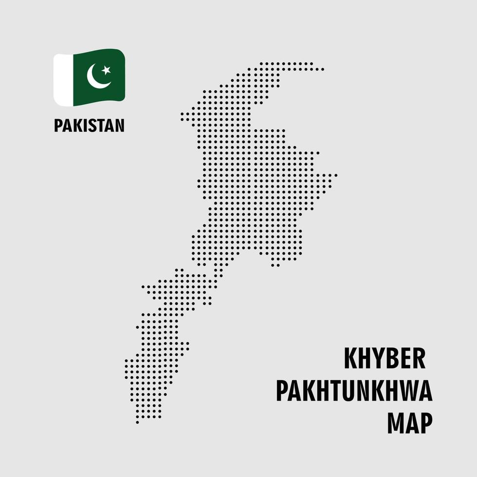 khyber pakhtunkhwa-provinsen i pakistan prickad vektor, prickmönsterkarta över pakistan. khyber pakhtunkhwa prickade pixelkarta med nationella flaggan isolerad på vit bakgrund. illustration. vektor